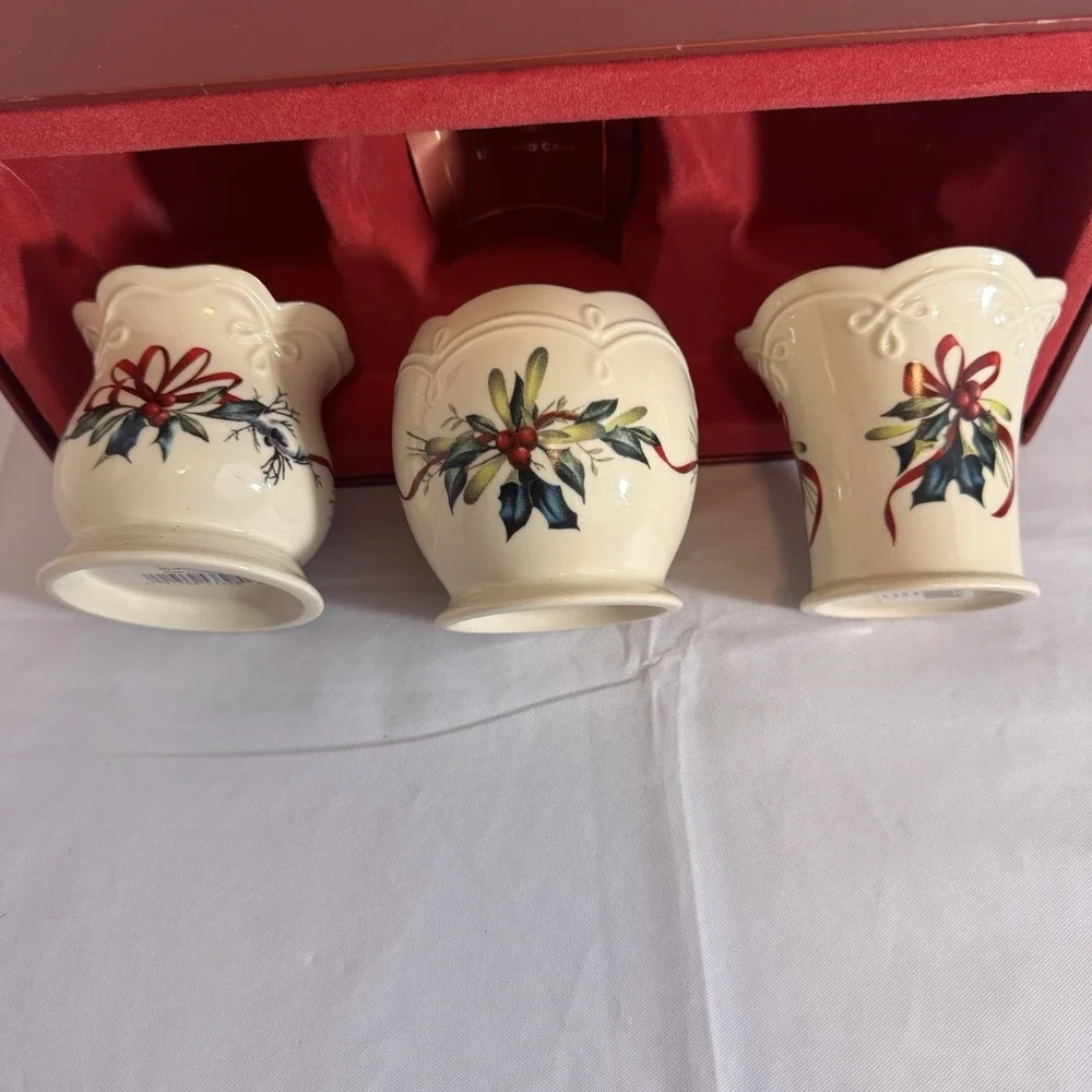 Lenox Candle Holders Winter Greetings votives set of three Tealight new Open Box